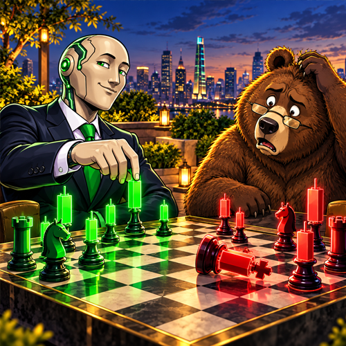 Stonk Intelligence playing candle chess against a worried bear